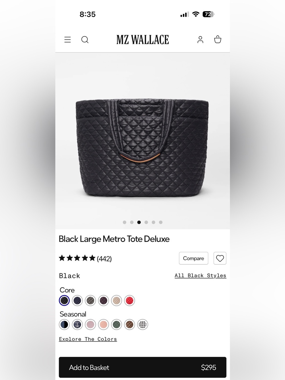 MZ Wallace Black Quilted Metro Tote with Leather-Trim Handles